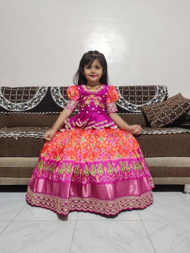 kids pure heavy silk Pink Affordable lehenga for kids in Ahmedabad